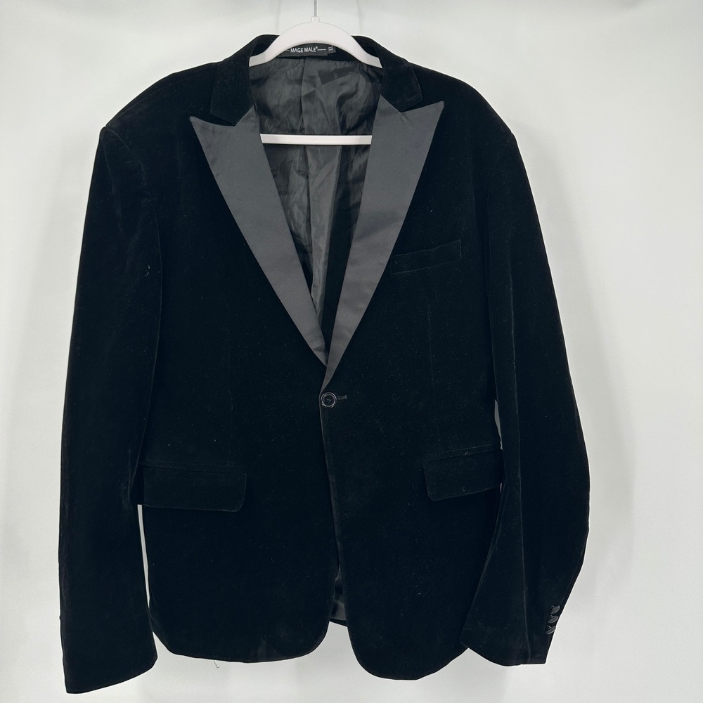 Mage‎ Male Mens Velvet Blazer Size XL Old Money Eveningwear Moody Tux Jacket